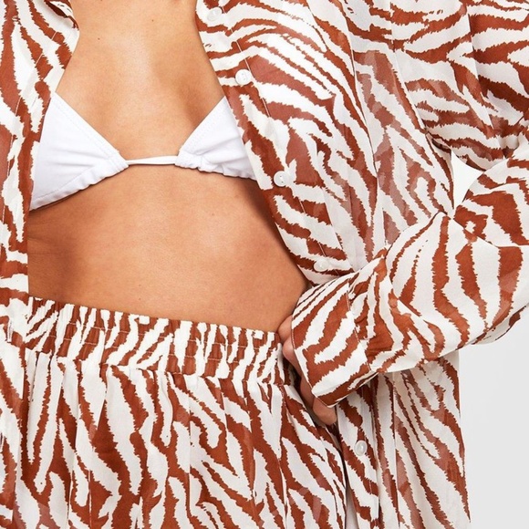 Tiger Print Shirt + Short Beach Co-ord Set - Picture 1 of 2